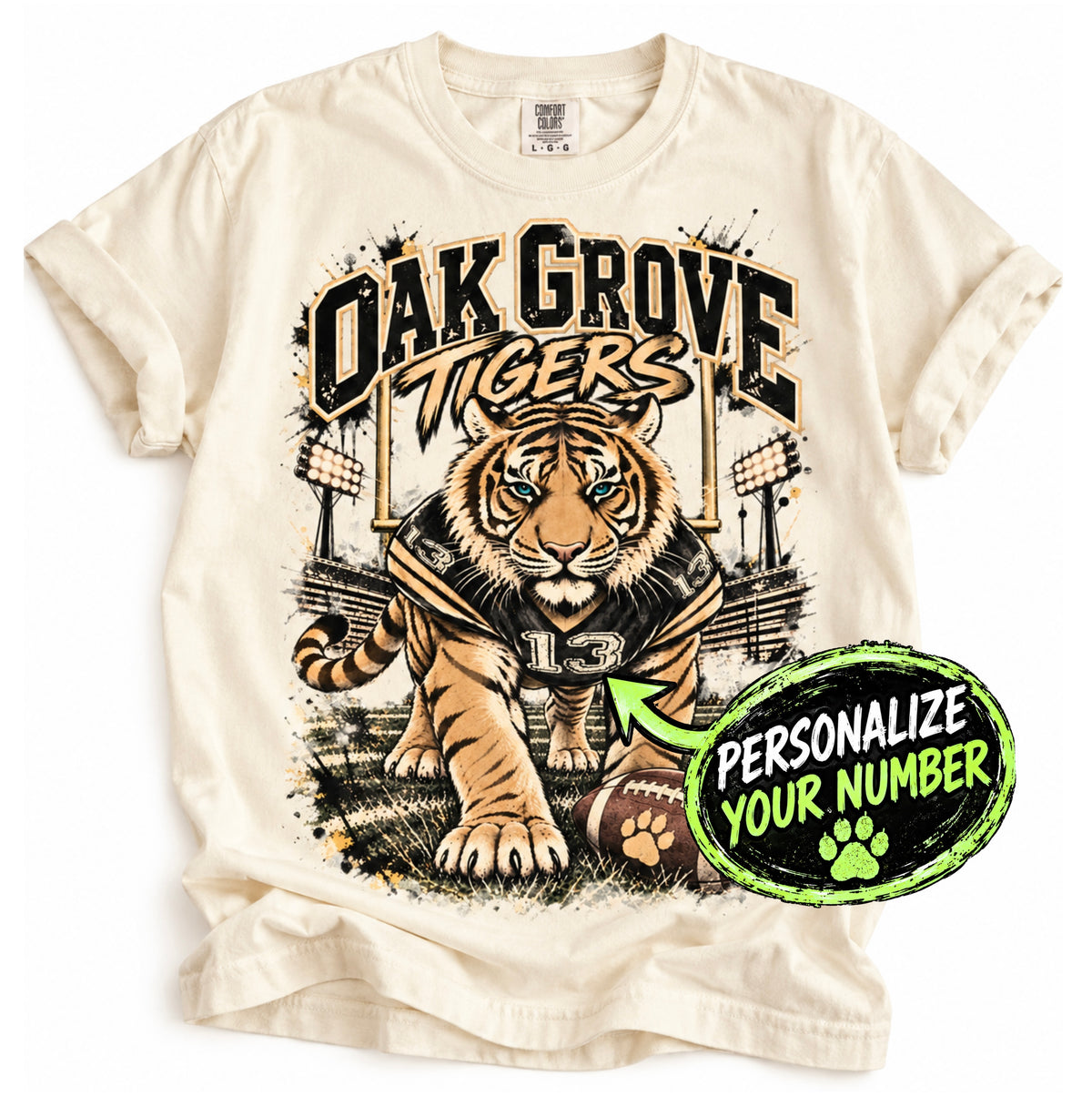 Oak Grove Tigers Vintage Tiger Graphic T-Shirt — Personalized School Spirit Tee
