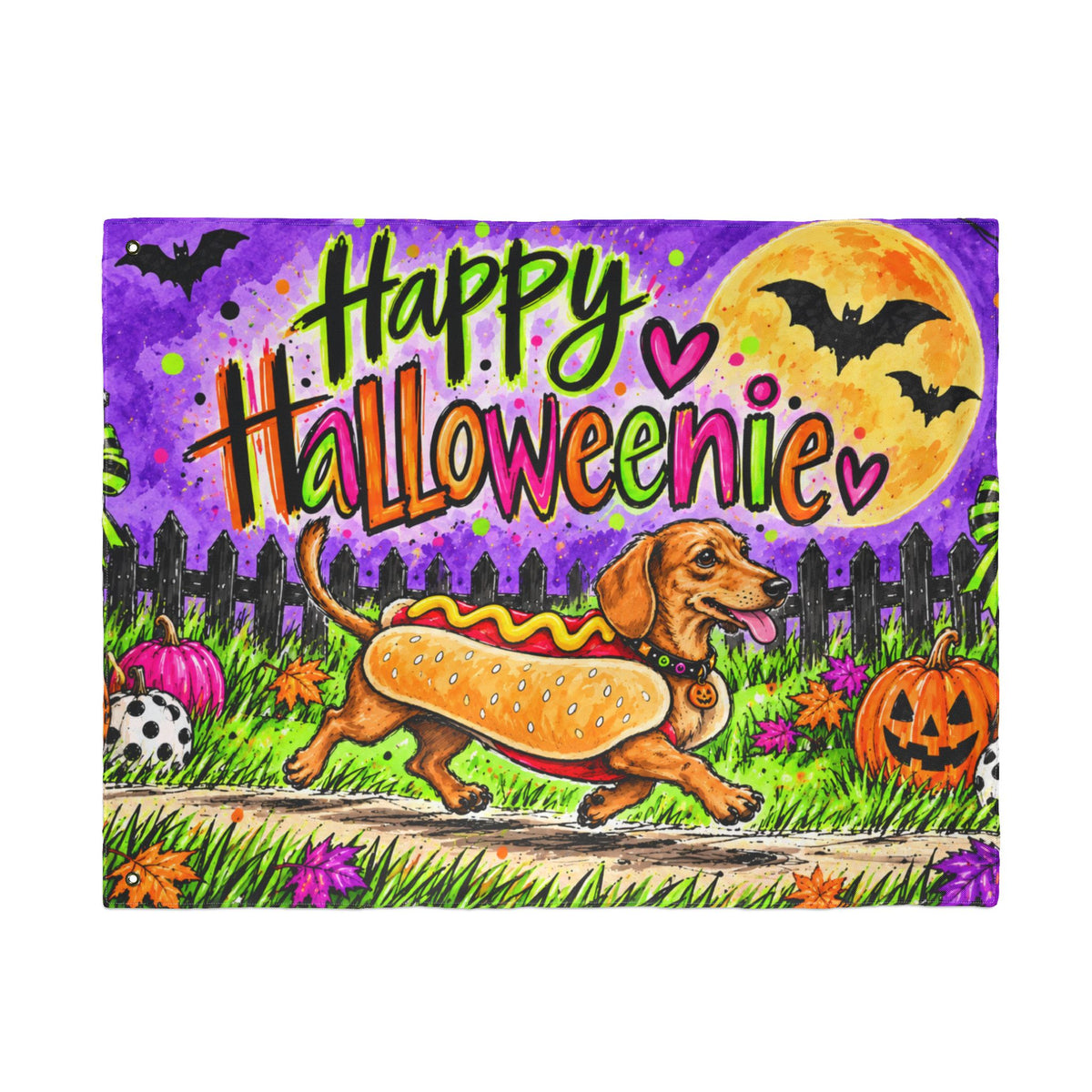 Happy Halloweenie Double Sided Flag