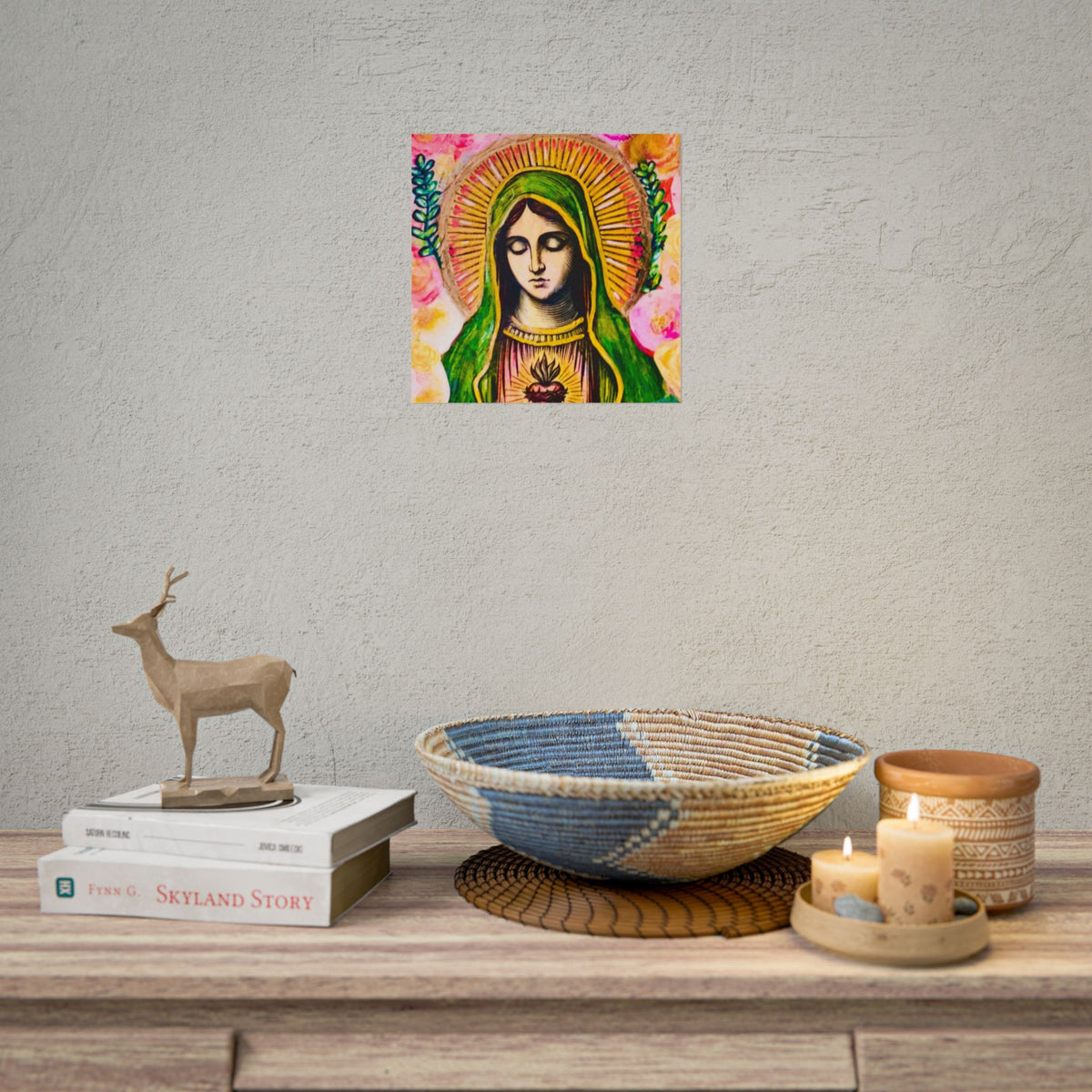 Mary with Flowers Poster