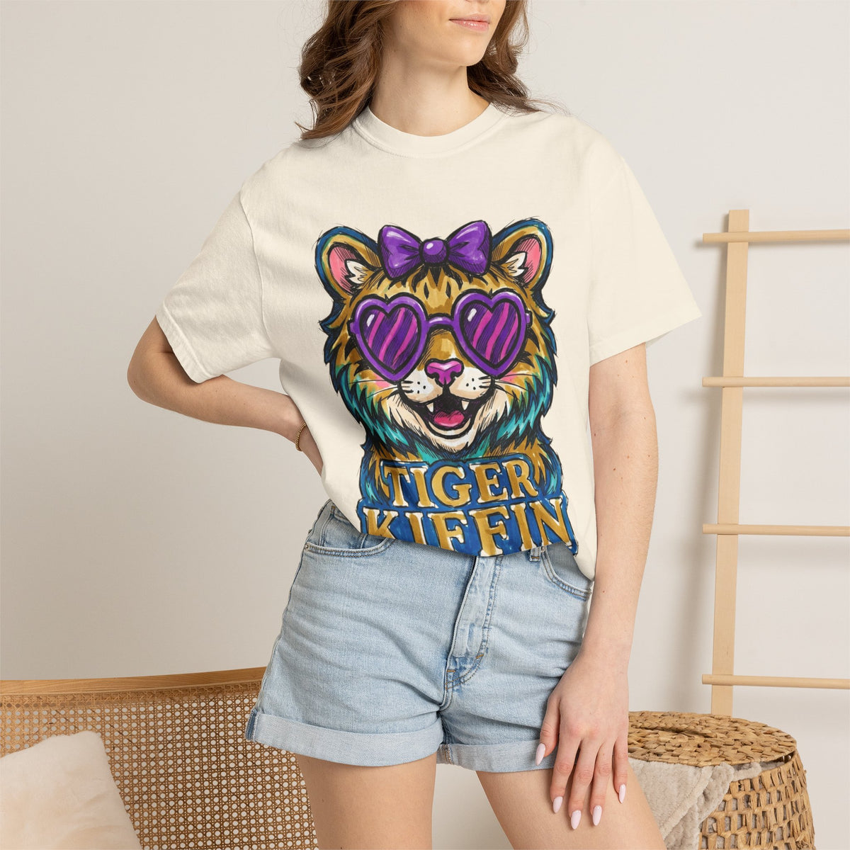 Tiger Kiffen Adult Bow Unisex Garment-Dyed T-shirt