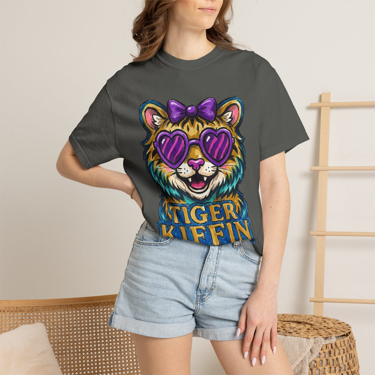 Tiger Kiffen Adult Bow Unisex Garment-Dyed T-shirt