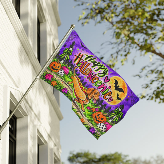 Happy Halloweenie Double Sided Flag