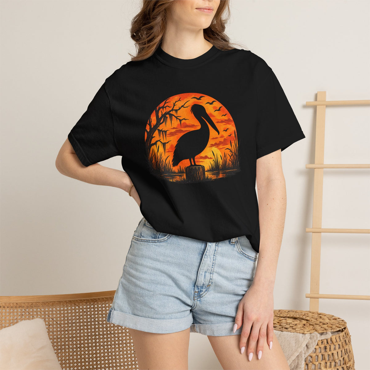 Bayou Sunset Pelican Comfort Colors Tee