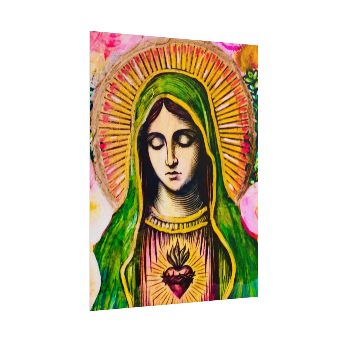 Mary with Flowers Poster