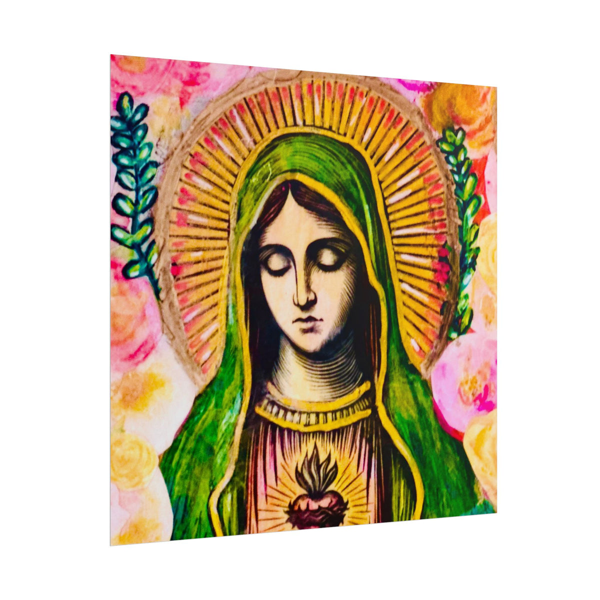 Mary with Flowers Poster