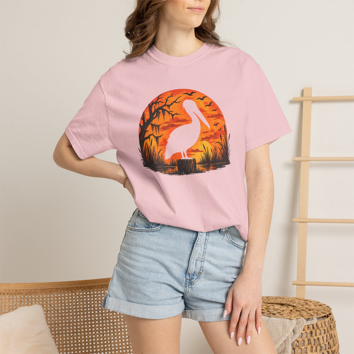 Bayou Sunset Pelican Comfort Colors Tee