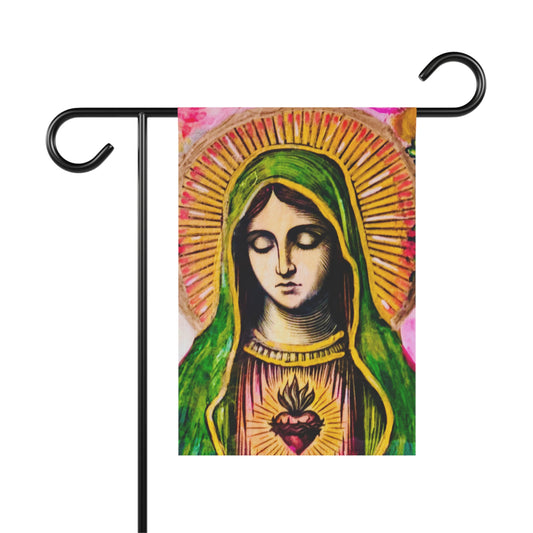 Mary with Flowers Garden & House Banner