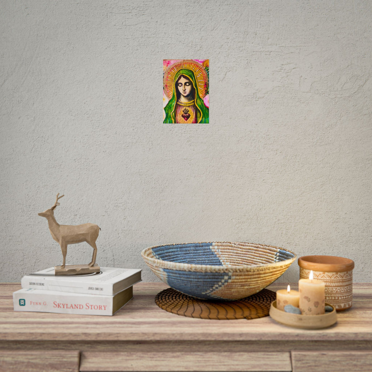 Mary with Flowers Poster