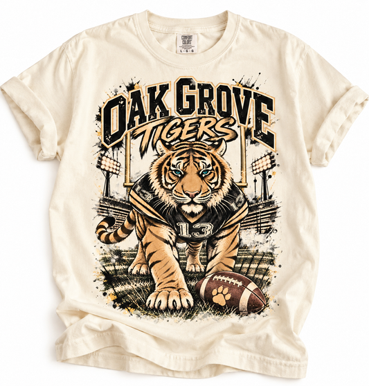 Oak Grove Tigers Vintage Tiger Graphic T-Shirt — Personalized School Spirit Tee