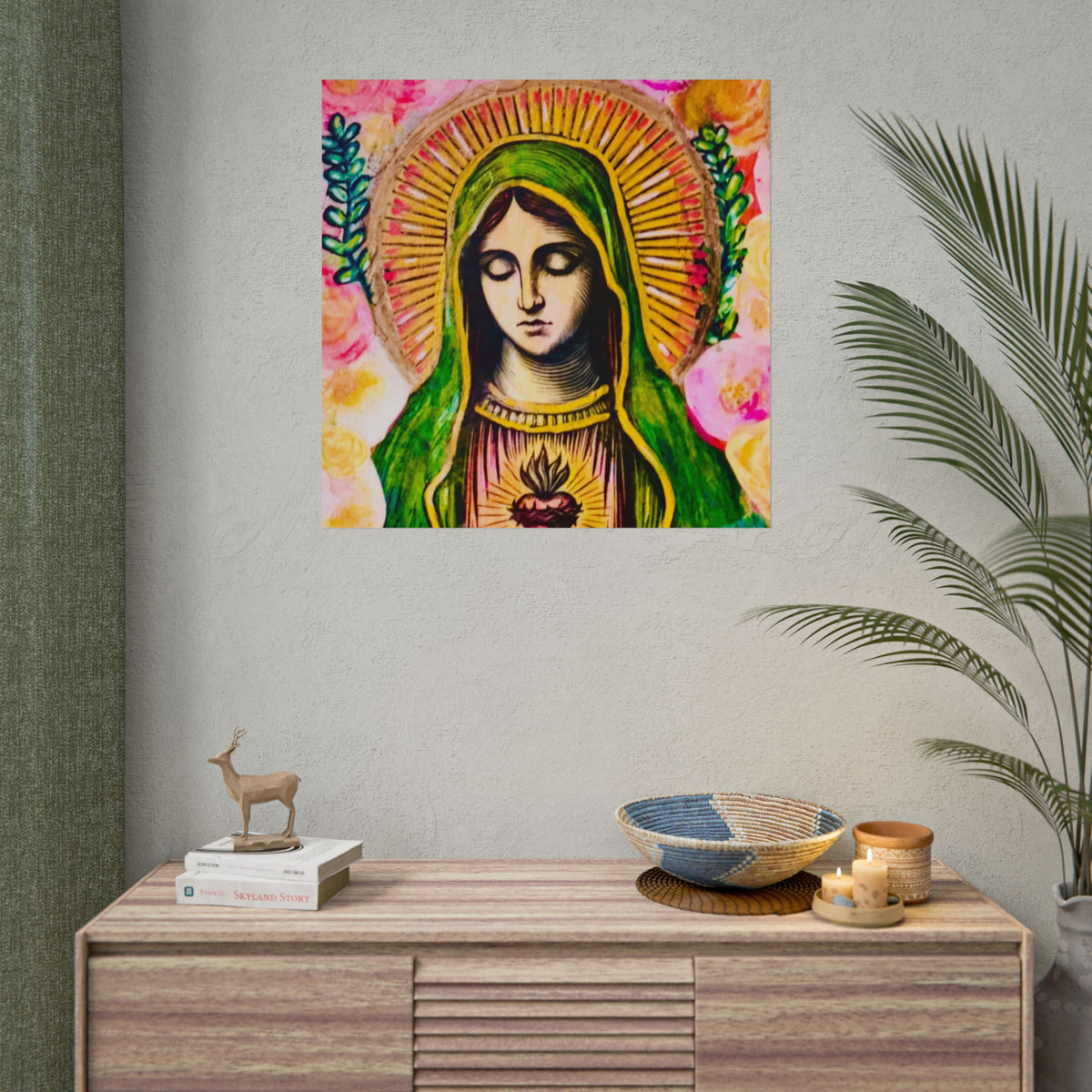 Mary with Flowers Poster