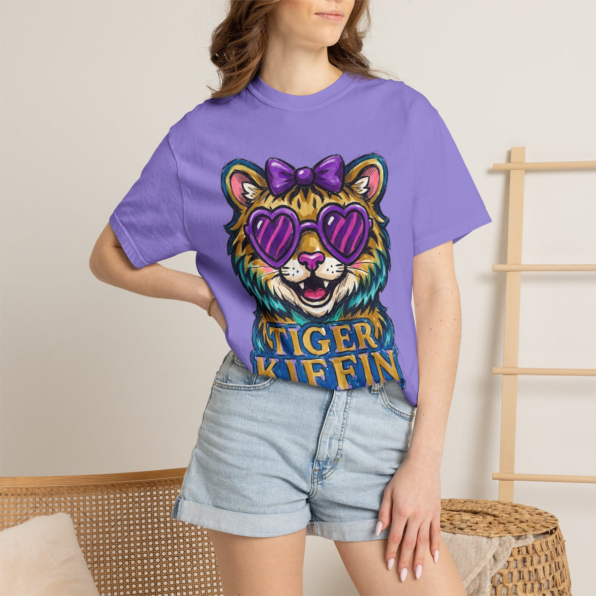 Tiger Kiffen Adult Bow Unisex Garment-Dyed T-shirt