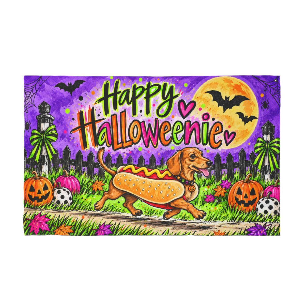 Happy Halloweenie Double Sided Flag