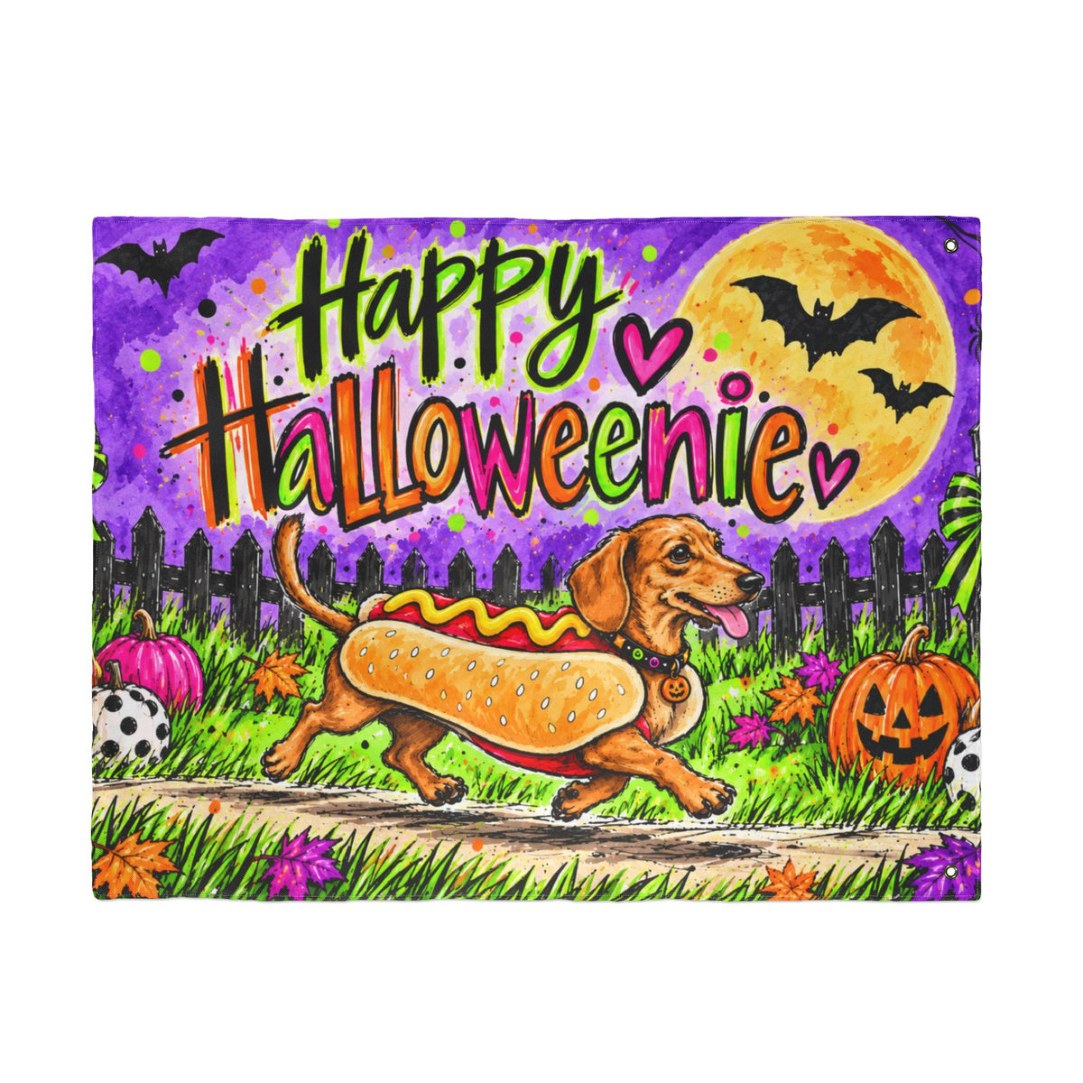 Happy Halloweenie Double Sided Flag