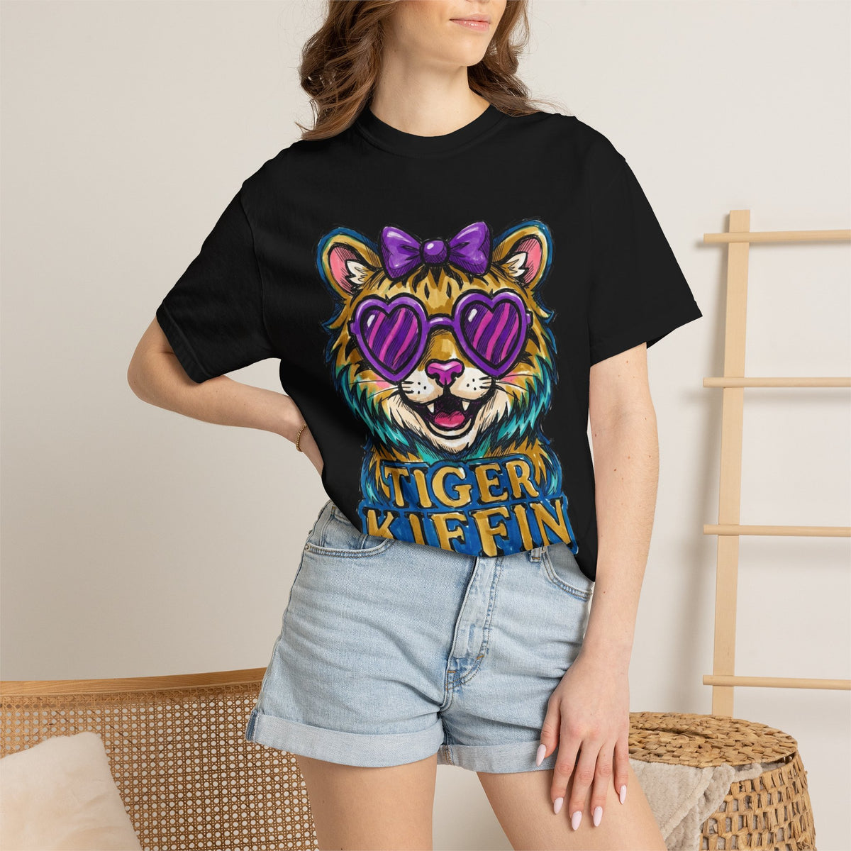 Tiger Kiffen Adult Bow Unisex Garment-Dyed T-shirt