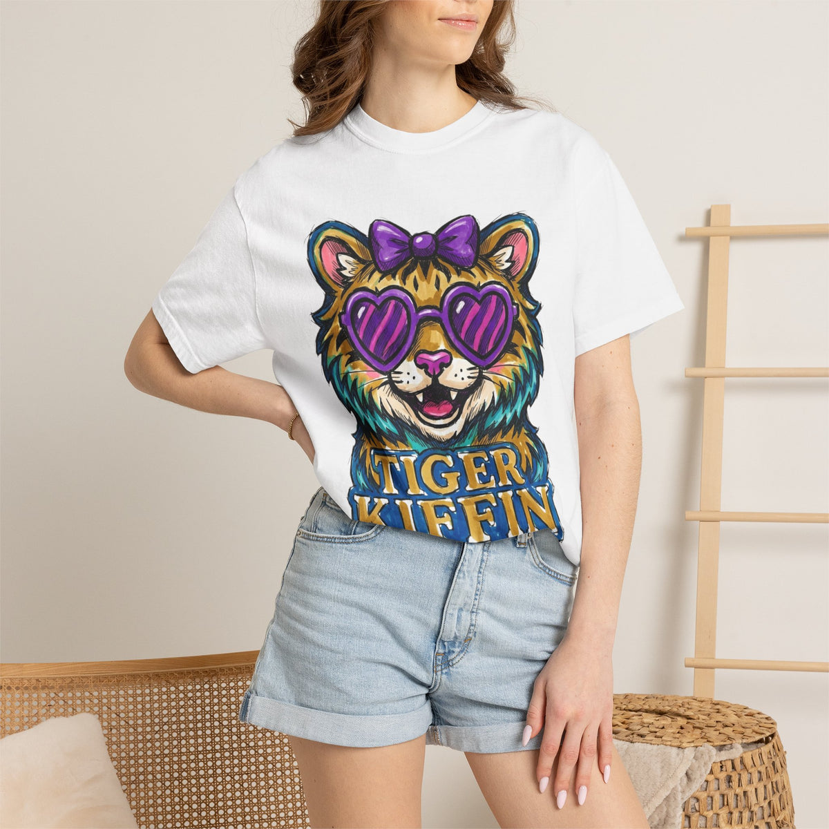 Tiger Kiffen Adult Bow Unisex Garment-Dyed T-shirt