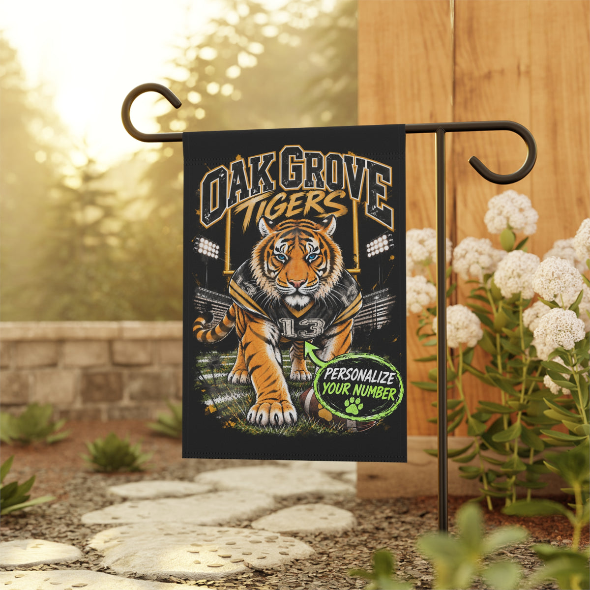 Oak Grove Tigers Personalized Garden Flag