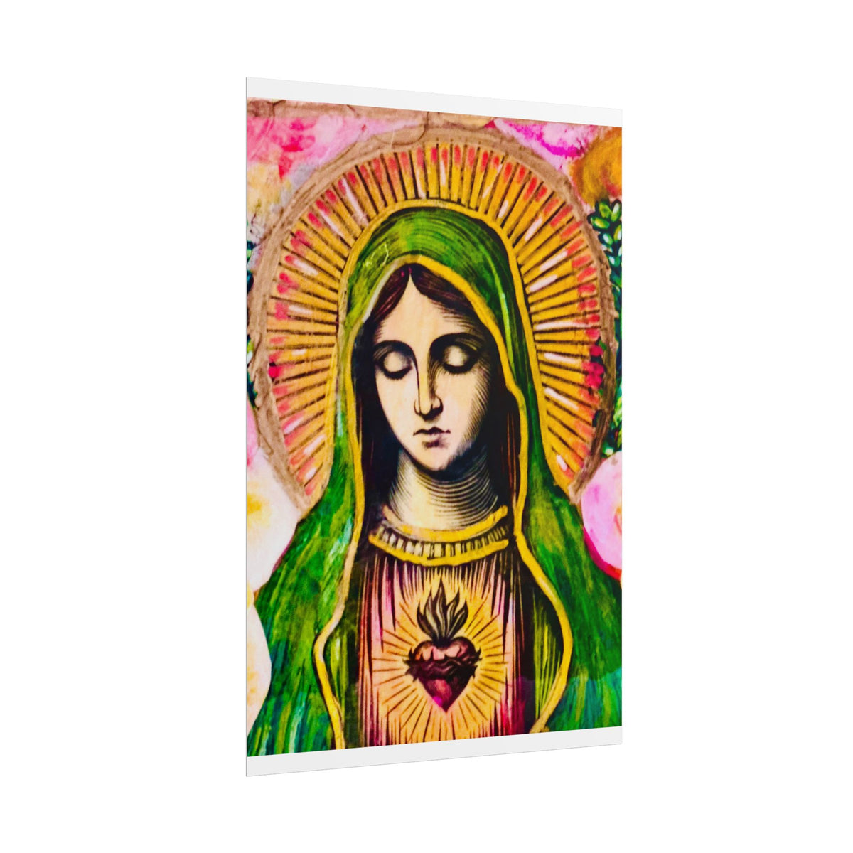 Mary with Flowers Poster