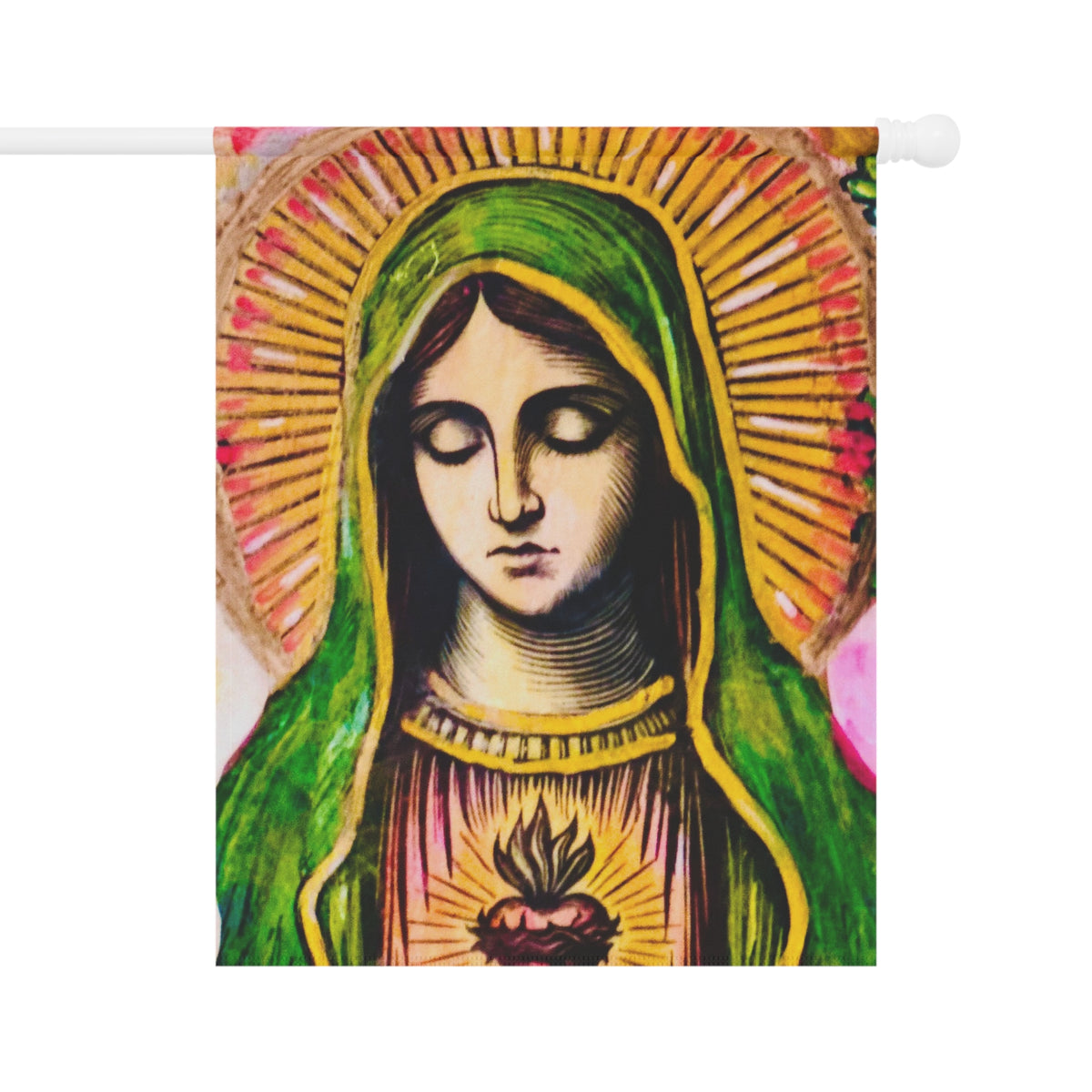 Mary with Flowers Garden & House Banner