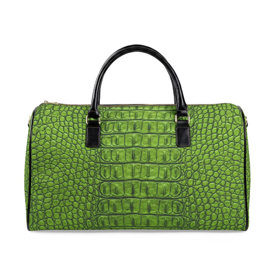 Faux Leather Green Gator Luxe Print Travel Bag