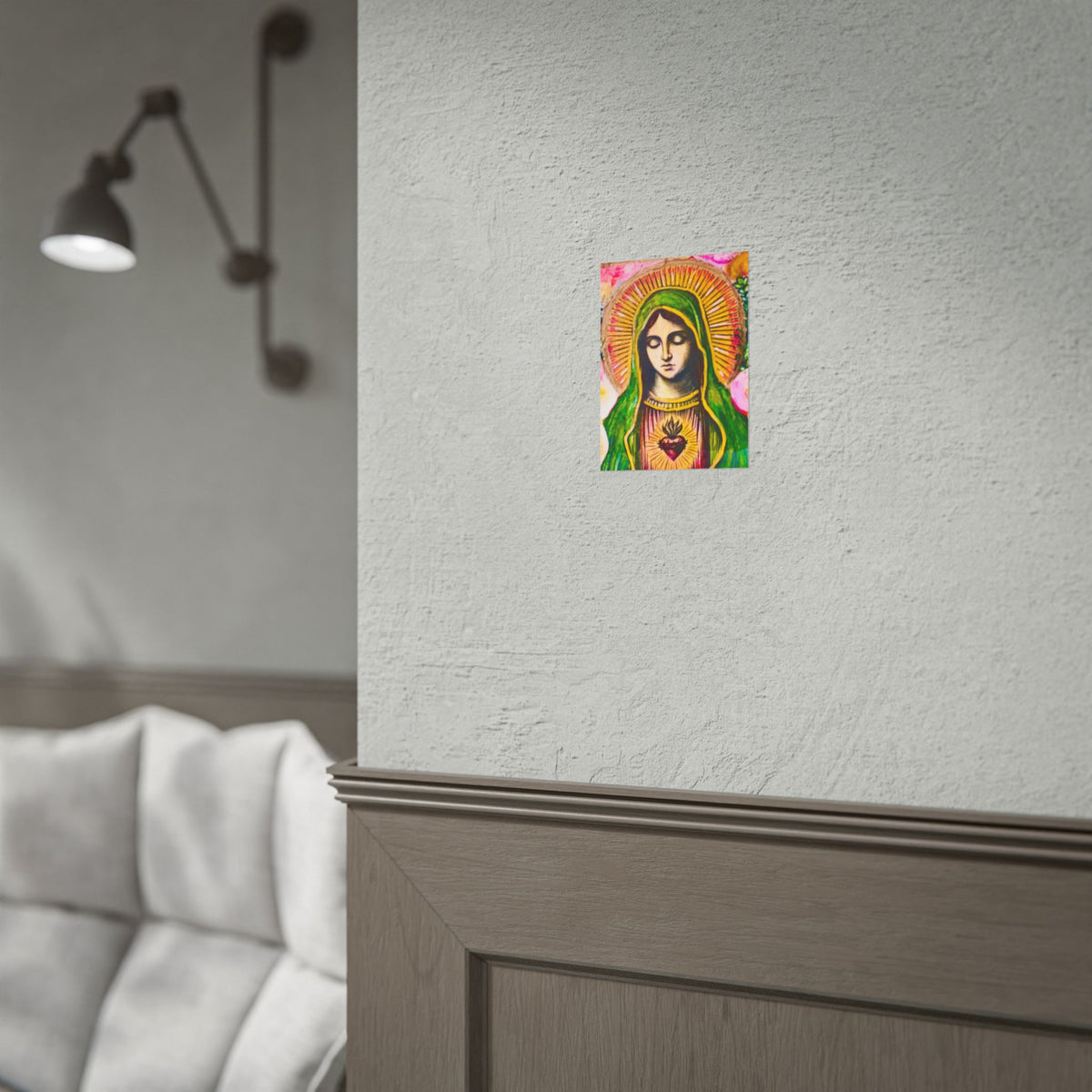 Mary with Flowers Poster