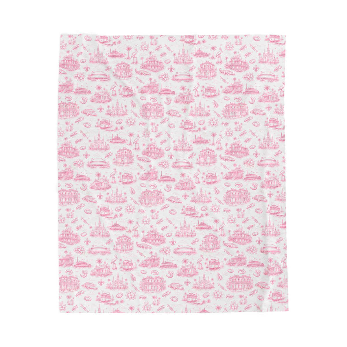 Bayou Toile Velveteen Plush Blanket — Magnolia Pink