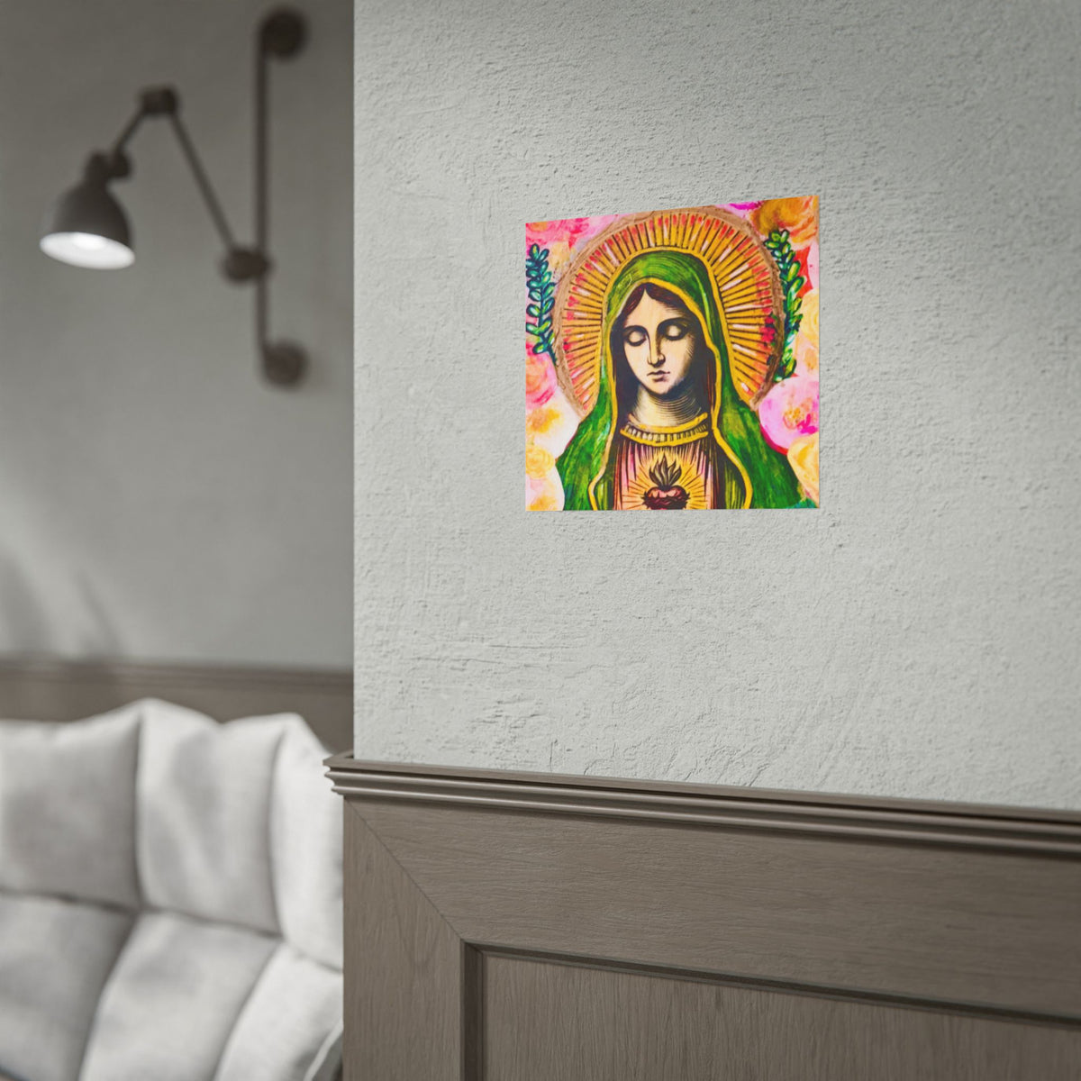Mary with Flowers Poster