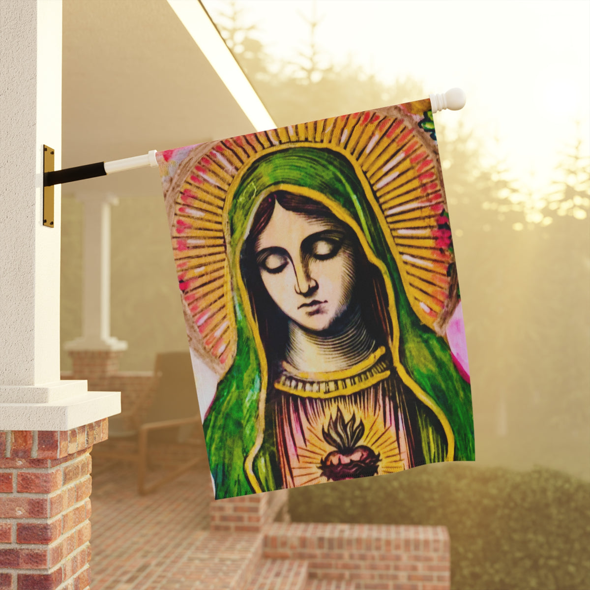 Mary with Flowers Garden & House Banner